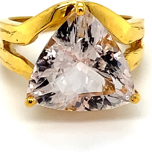 Morganite 9.02ct Solid 18K Yellow Gold Ring - Picture 7 of 7